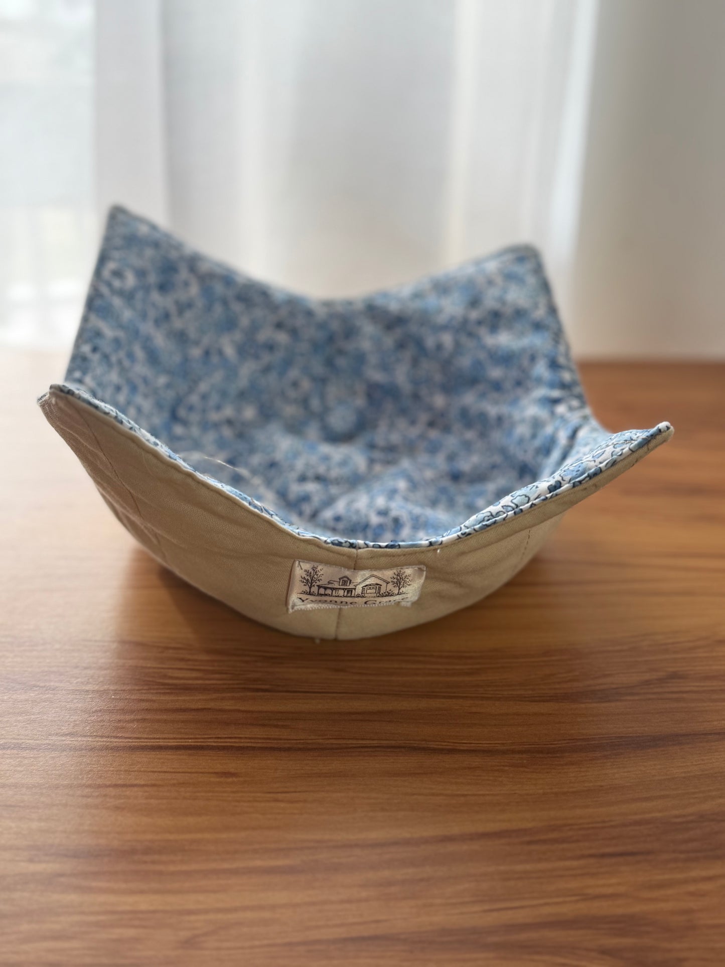 Bowl Cozy- Blue Floral & Beige