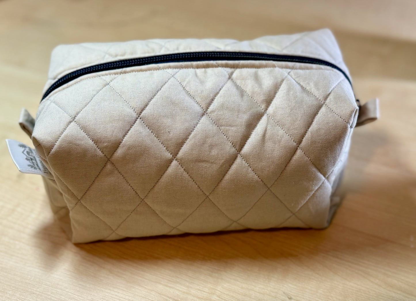 Boxy Pouch- Beige & Blue Floral liner